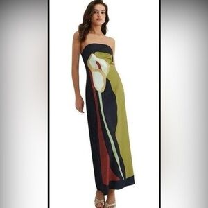 Commense Large Floral Print Split Tube Long Dress
